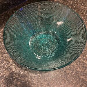 Elegant Teal Glass Bowl 1960 Anchor hocking